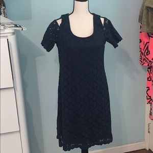 Dark Blue Cold shoulder Dress